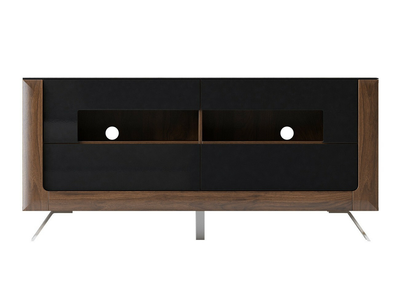 Meuble TV Sovera 105 (Noix + Noir brillant)