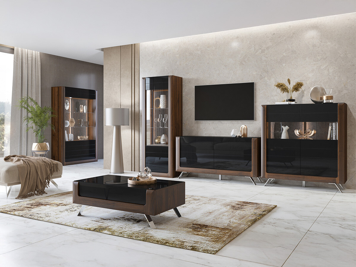 Table basse Sovera 108 (Noix + Noir brillant)