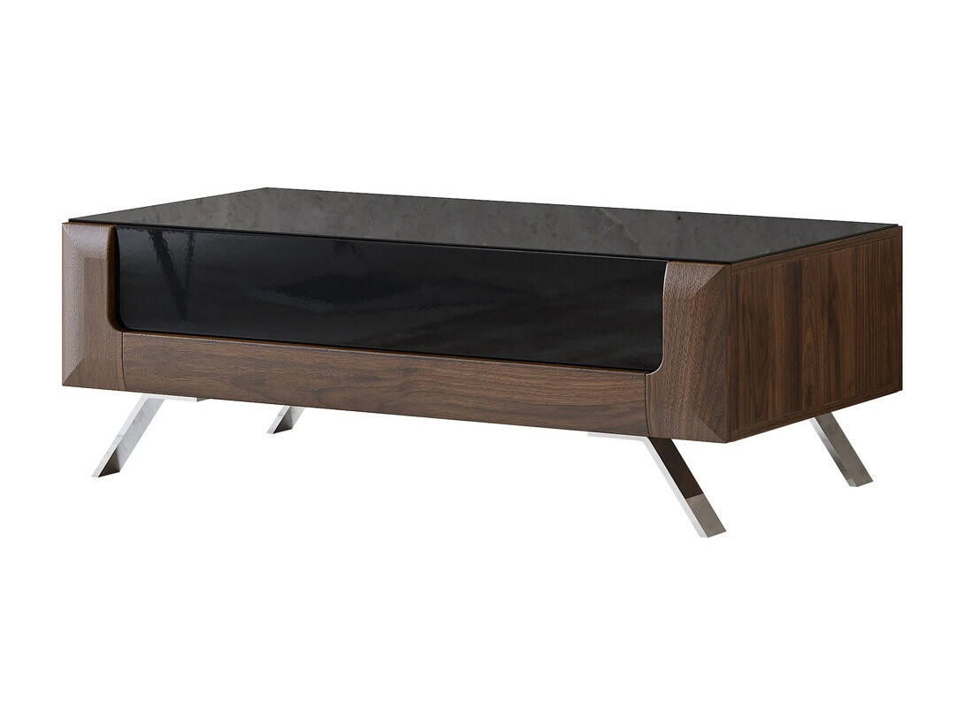Table basse Sovera 108 (Noix + Noir brillant)