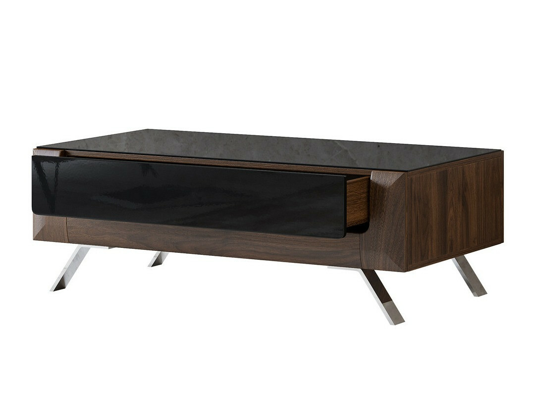 Table basse Sovera 108 (Noix + Noir brillant)
