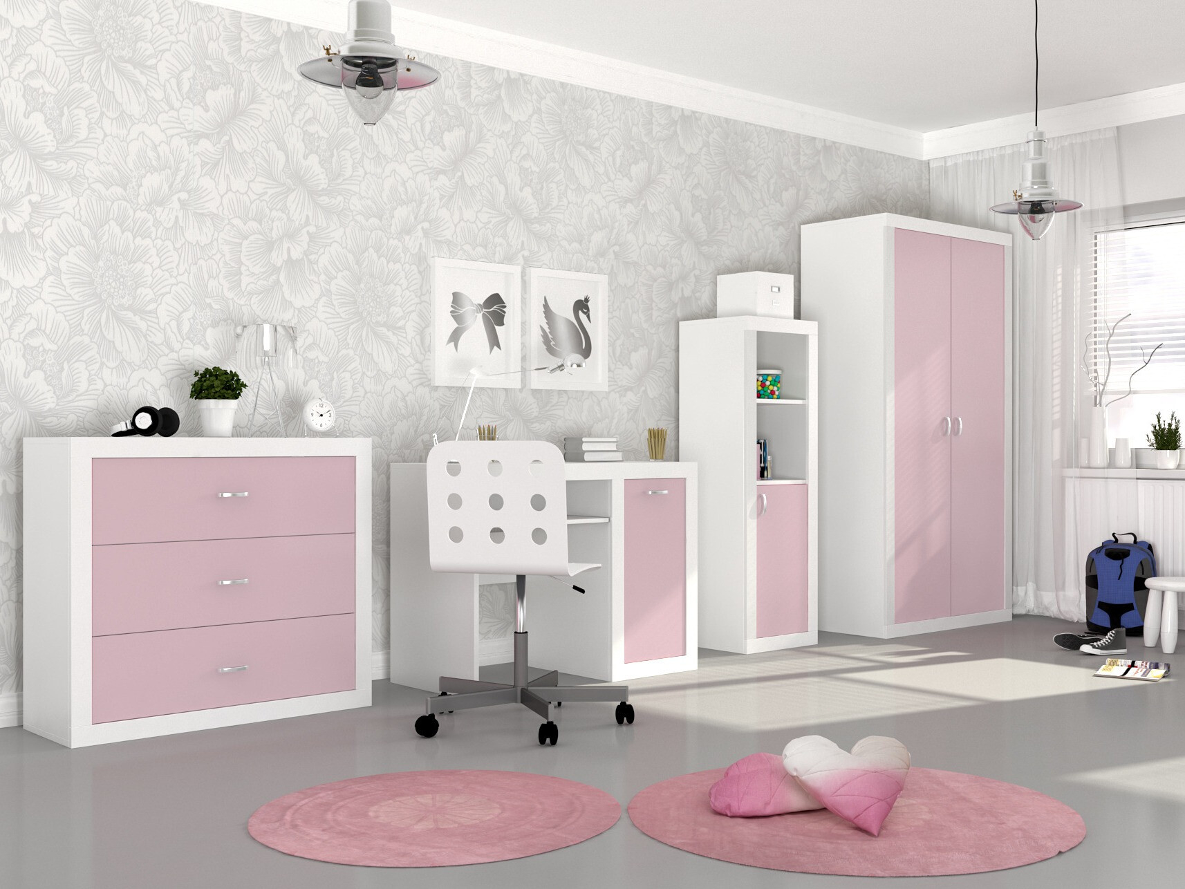 Bureau Tentive 102 (Blanc + Rose)