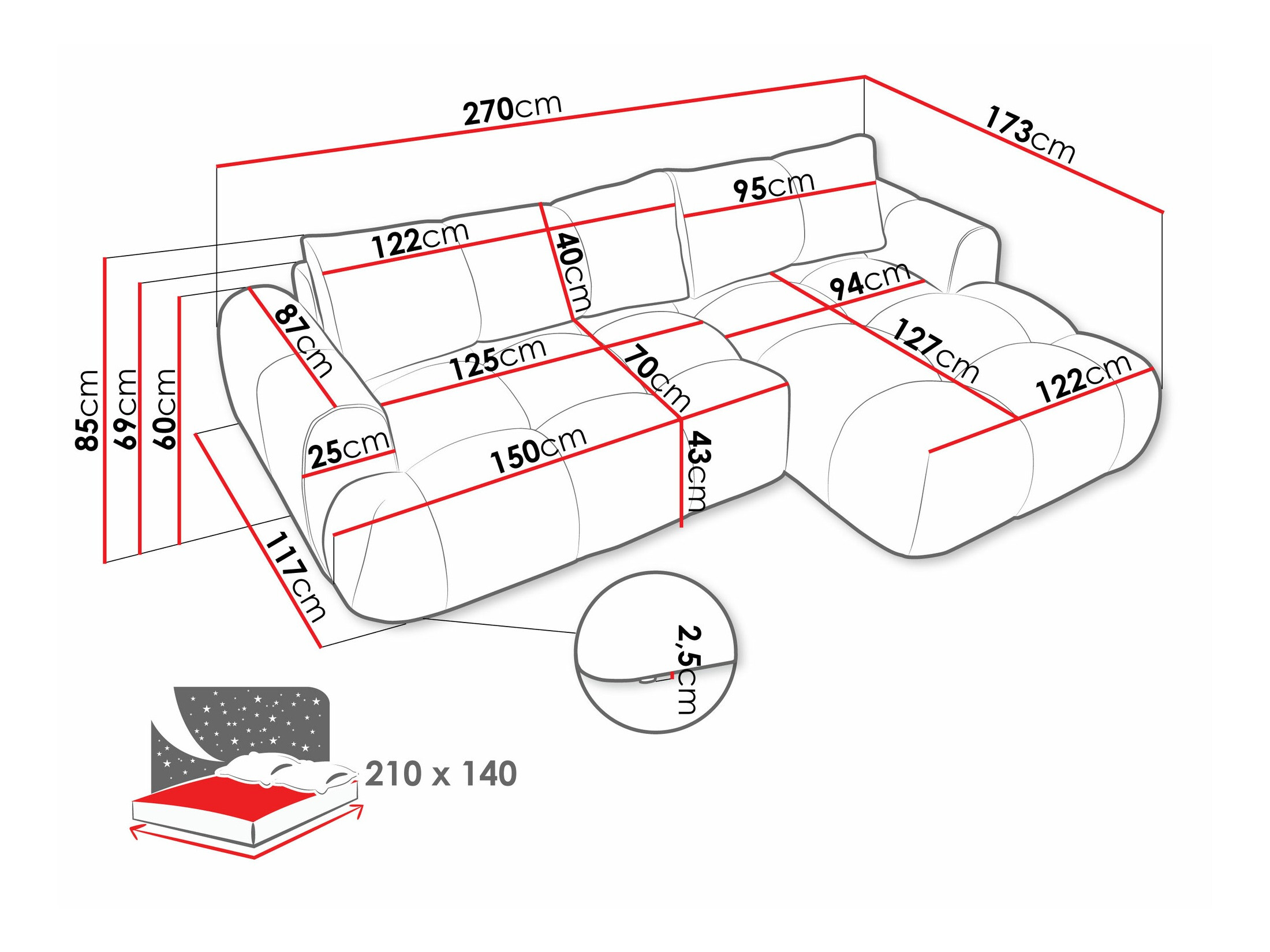 Canapé d'angle TrendyNest Ansera I (Now Or Never 03)