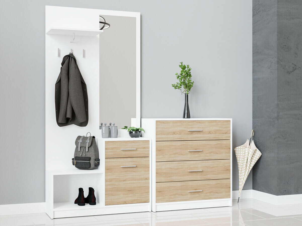 Commode Novsore 101 (Blanc + Sonoma chêne)