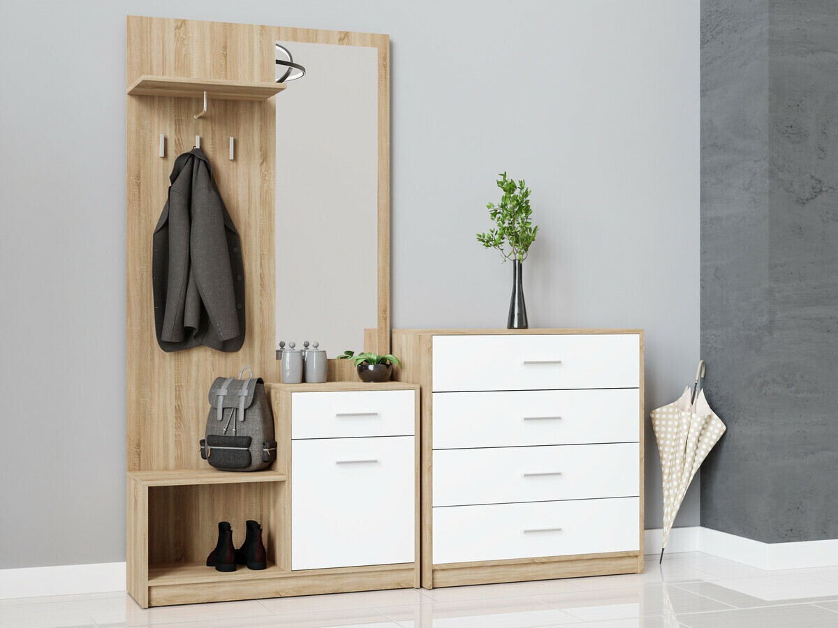 Commode Novsore 101 (Sonoma chêne + Blanc)