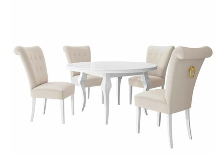 Salle à manger complète Racine 143 (Blanc + Magic Velvet 2250)