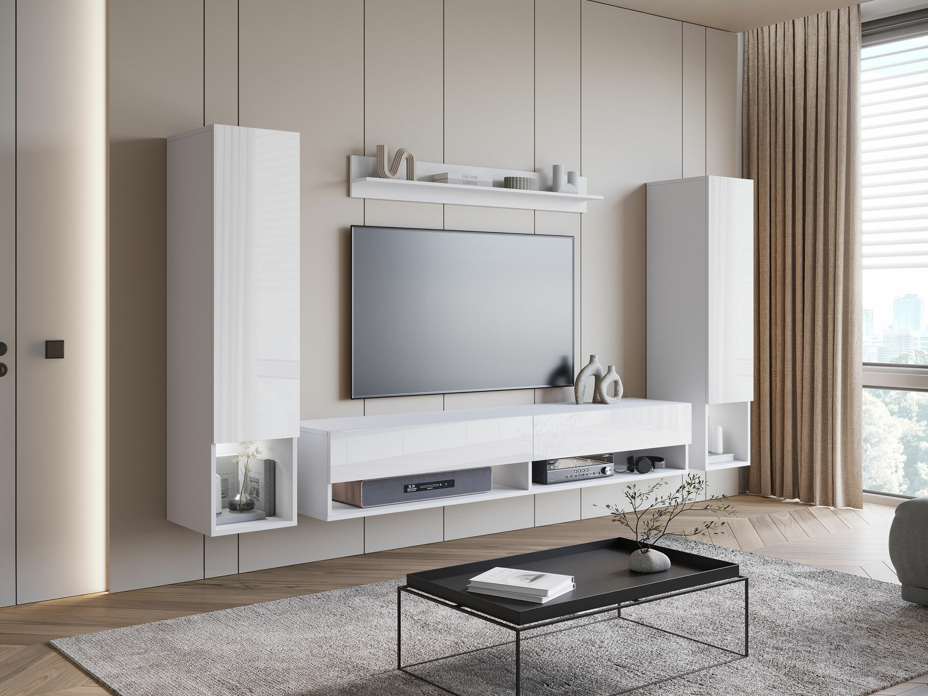 Ensemble de salon Sarasota 176 (Blanc + Blanc brillant)