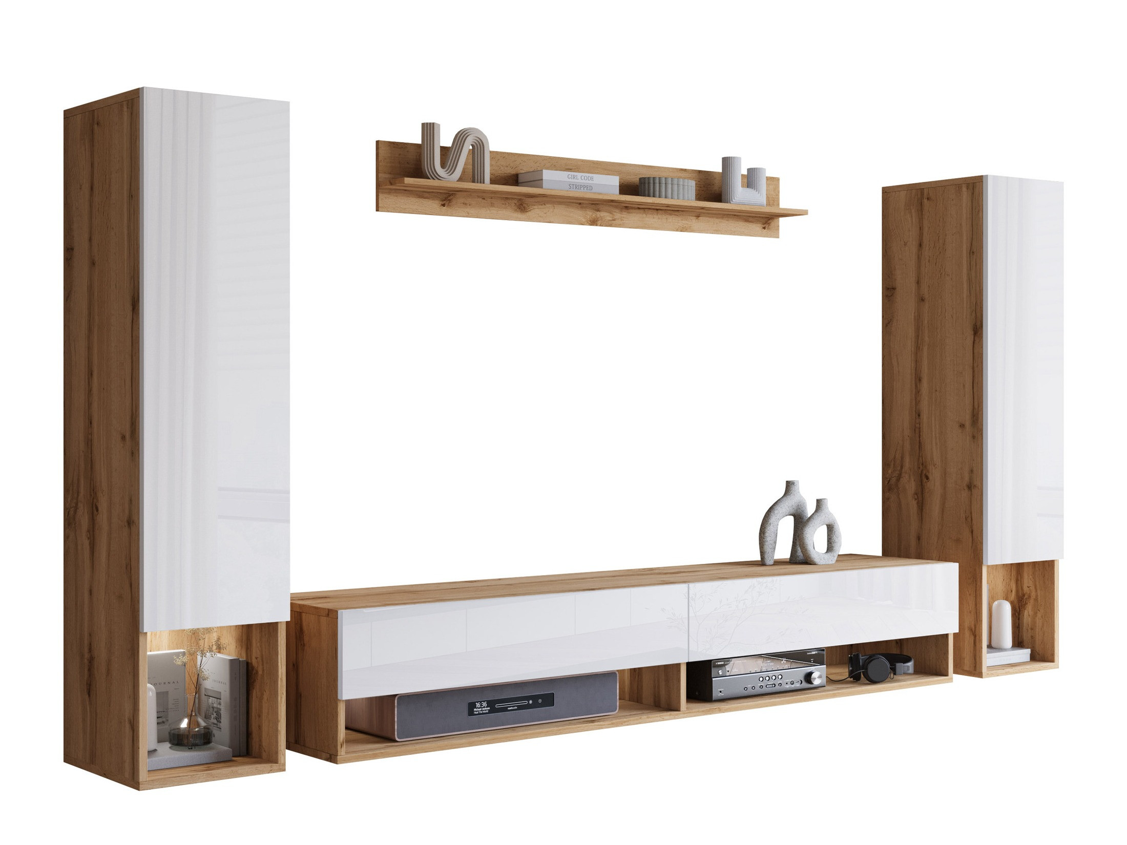Ensemble de salon Sarasota 176 (Chêne wotan + Blanc brillant)
