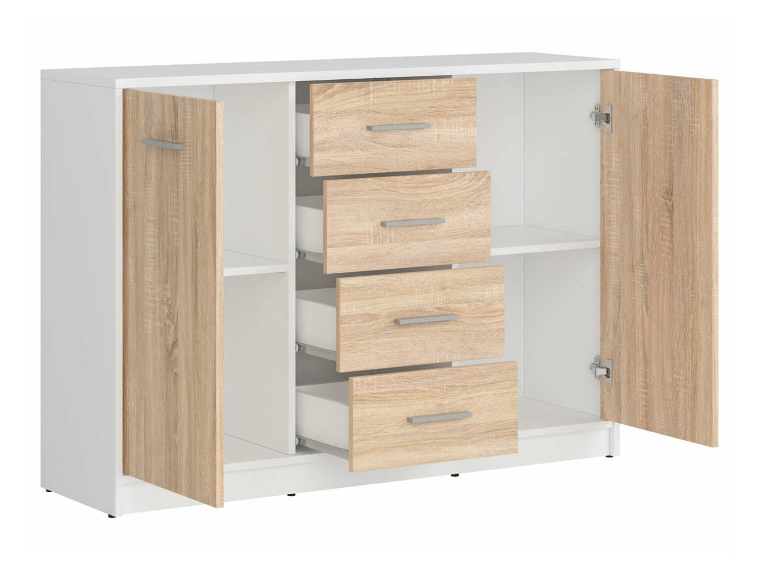 Commode Novsore 118 (Blanc + Sonoma chêne)