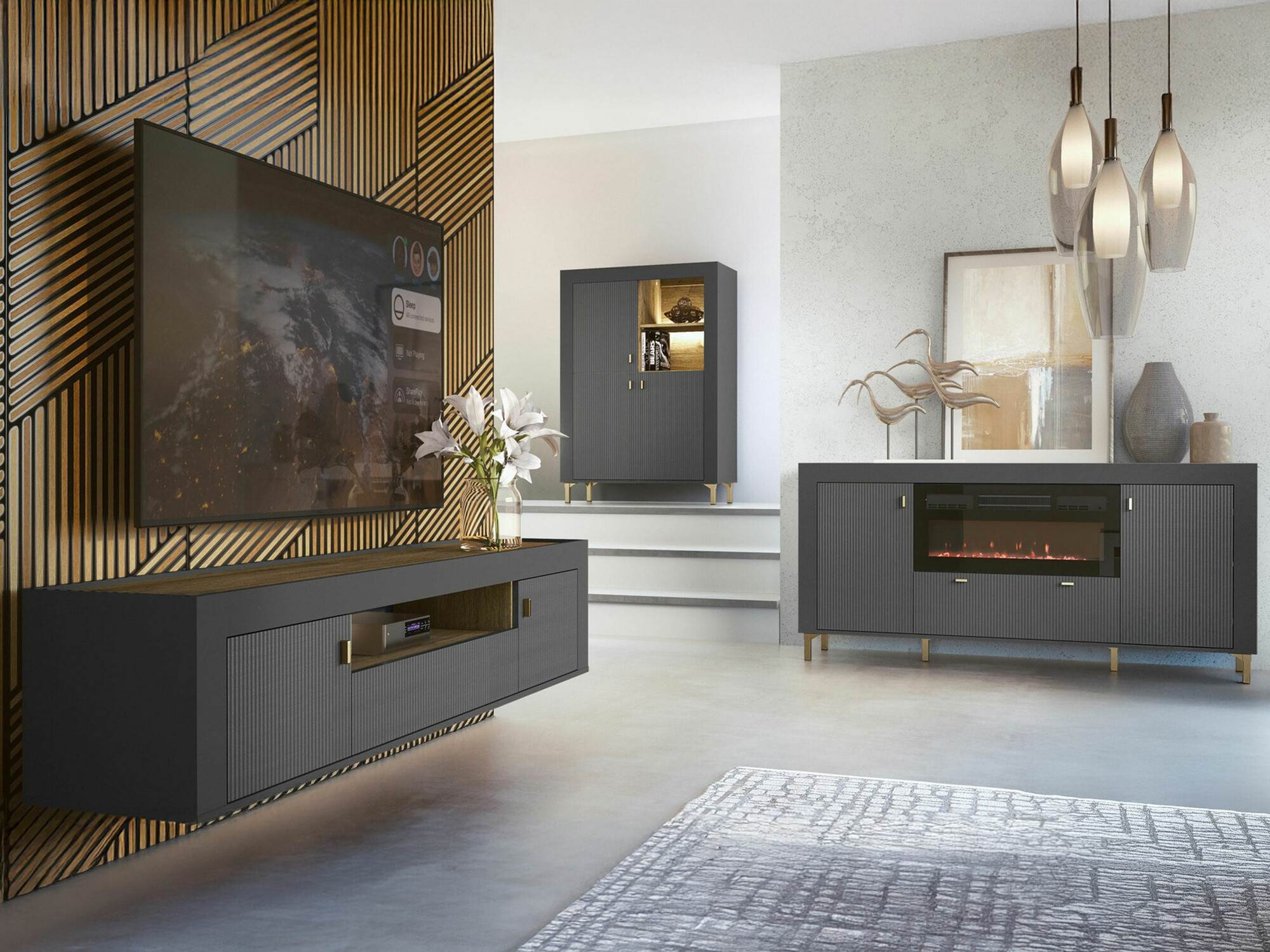 Ensemble de salon Mormavu 115 (Noir mat)