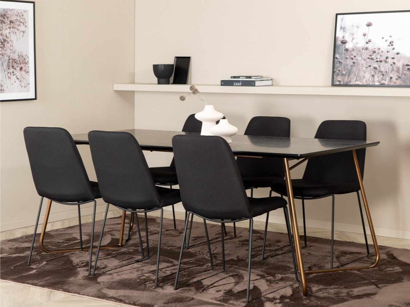 Salle à manger complète Dallas 3039 (Noir + Cuivre)