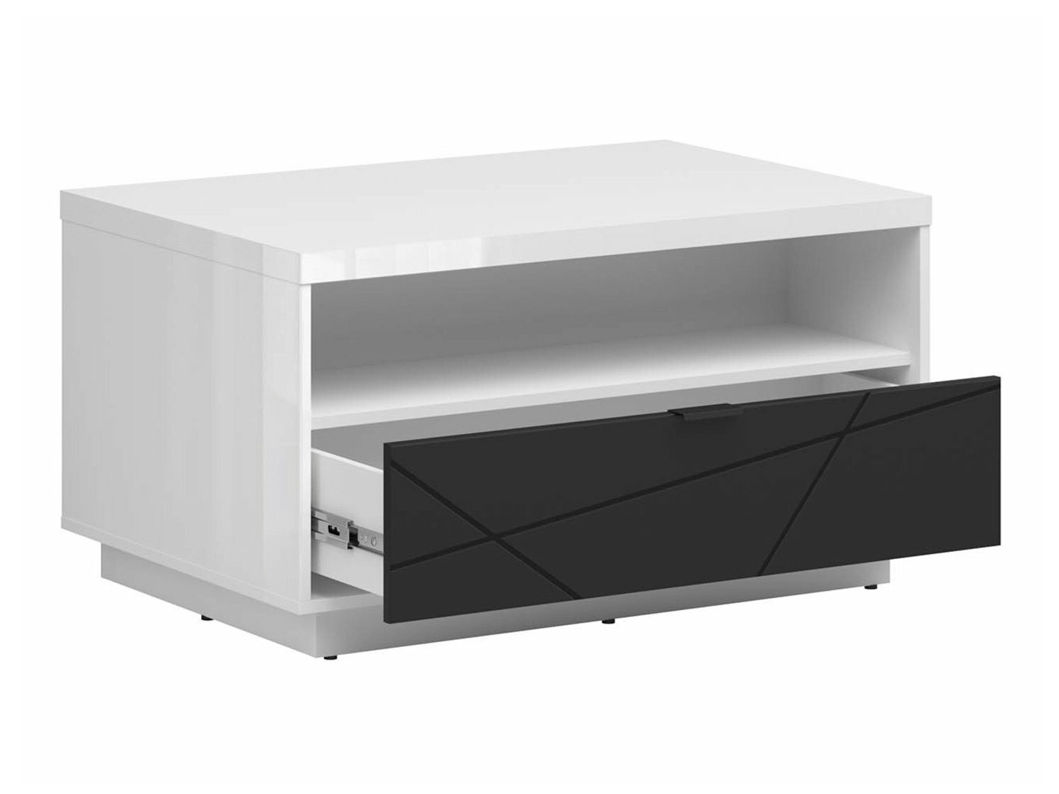 Table basse Fivale 117 (Blanc brillant + Noir mat)