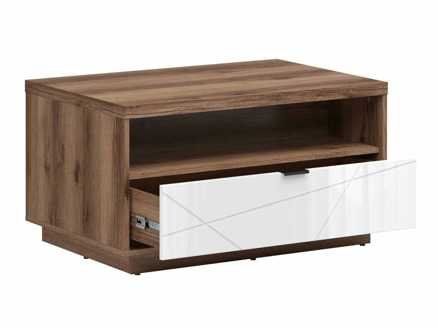 Table basse Fivale 117 (Chêne delano foncé + Blanc brillant)
