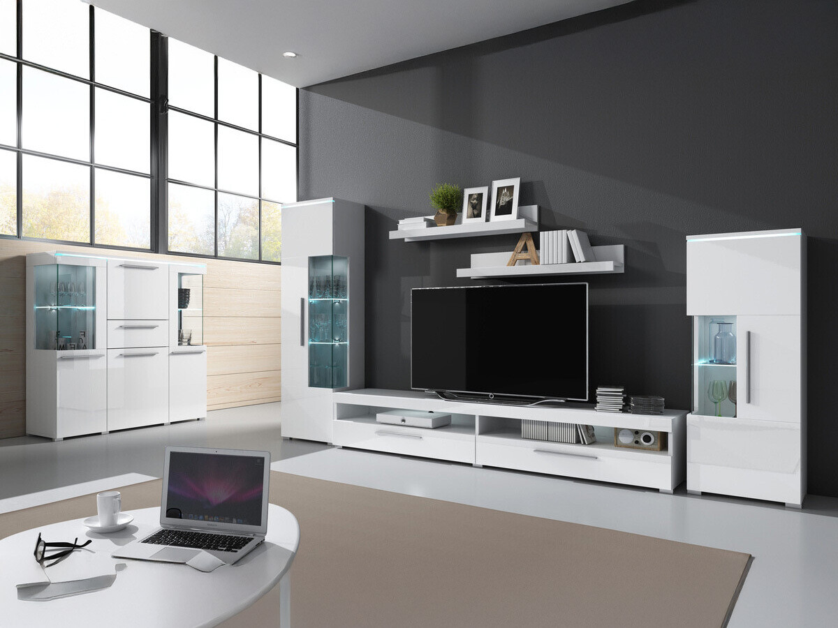 Ensemble de salon Torvire 107 (Blanc + Blanc brillant)
