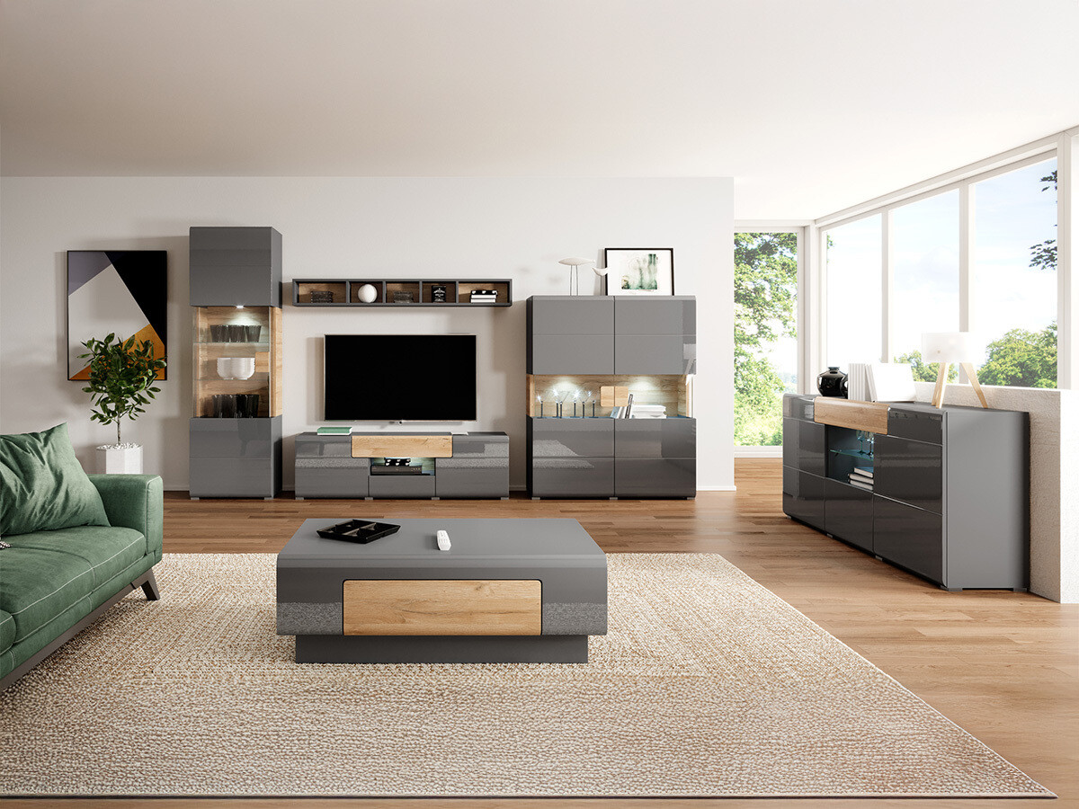 Commode Torsone 108 (Anthracite + Gloss anthracite + Grandson chêne)