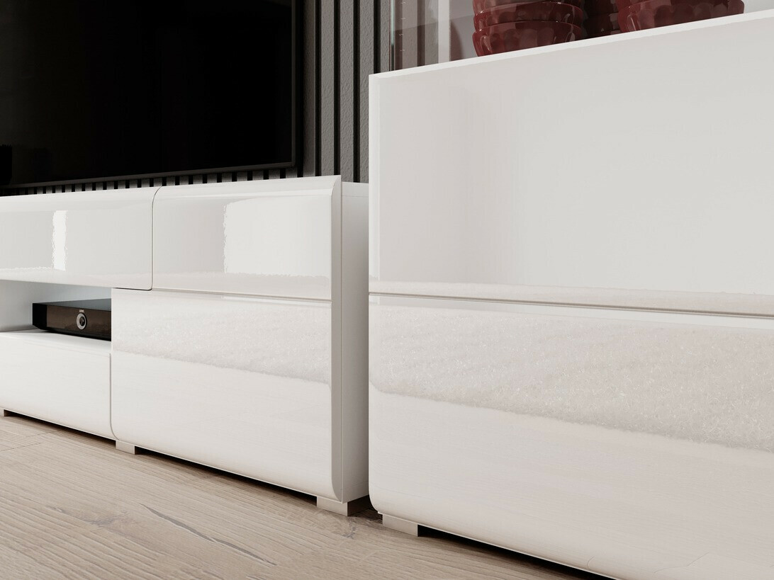 Meuble TV Torsone 101 (Blanc + Blanc brillant)