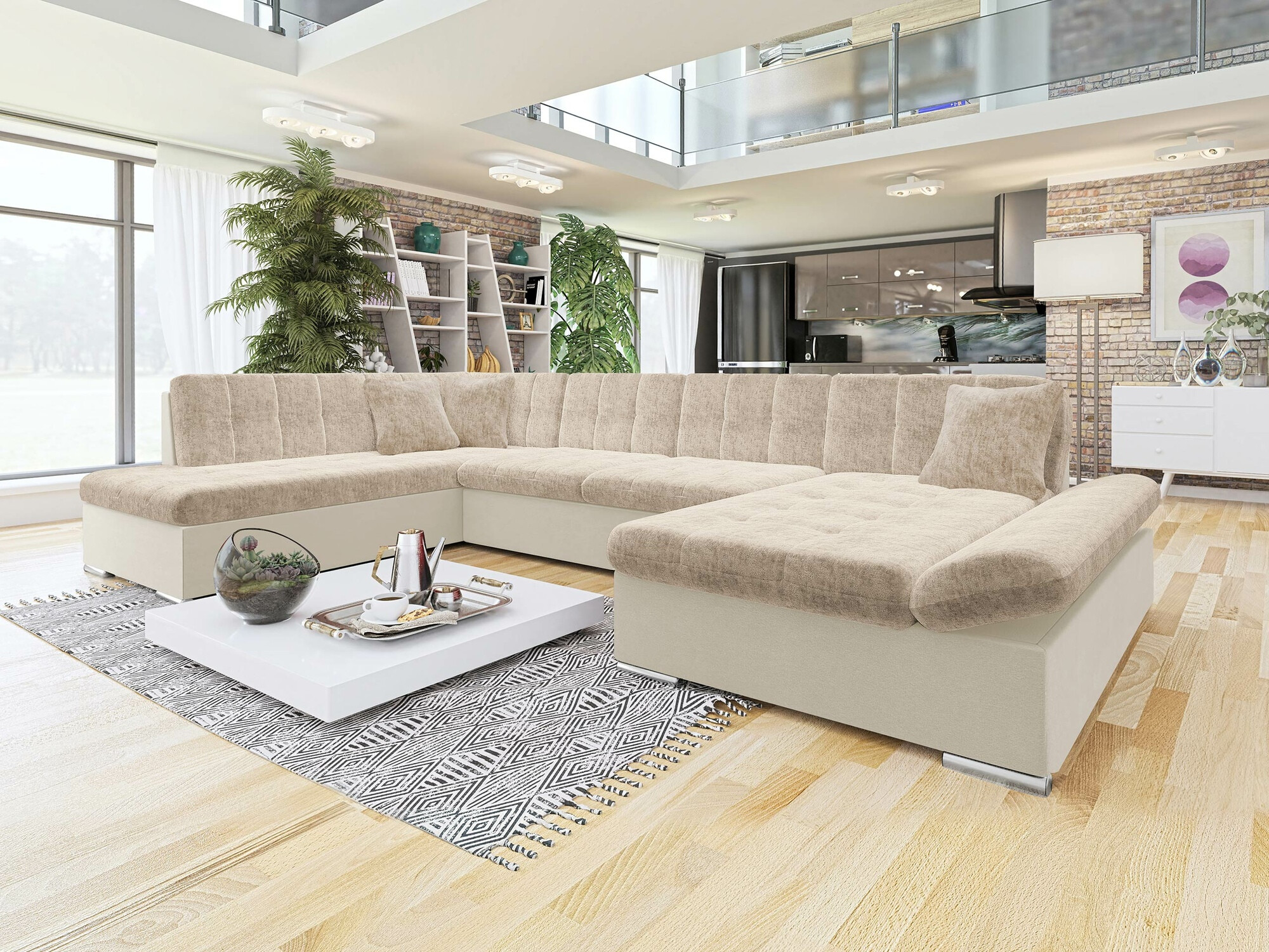 Canapé d'angle Comfivo Tilia (Venus Velvet 2927 + Miu 2041)
