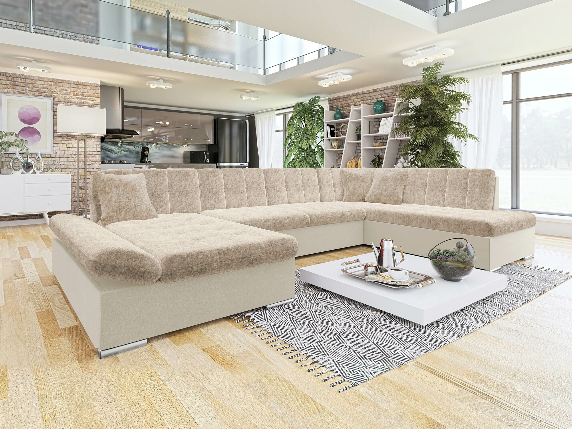 Canapé d'angle Comfivo Tilia (Venus Velvet 2927 + Miu 2041)
