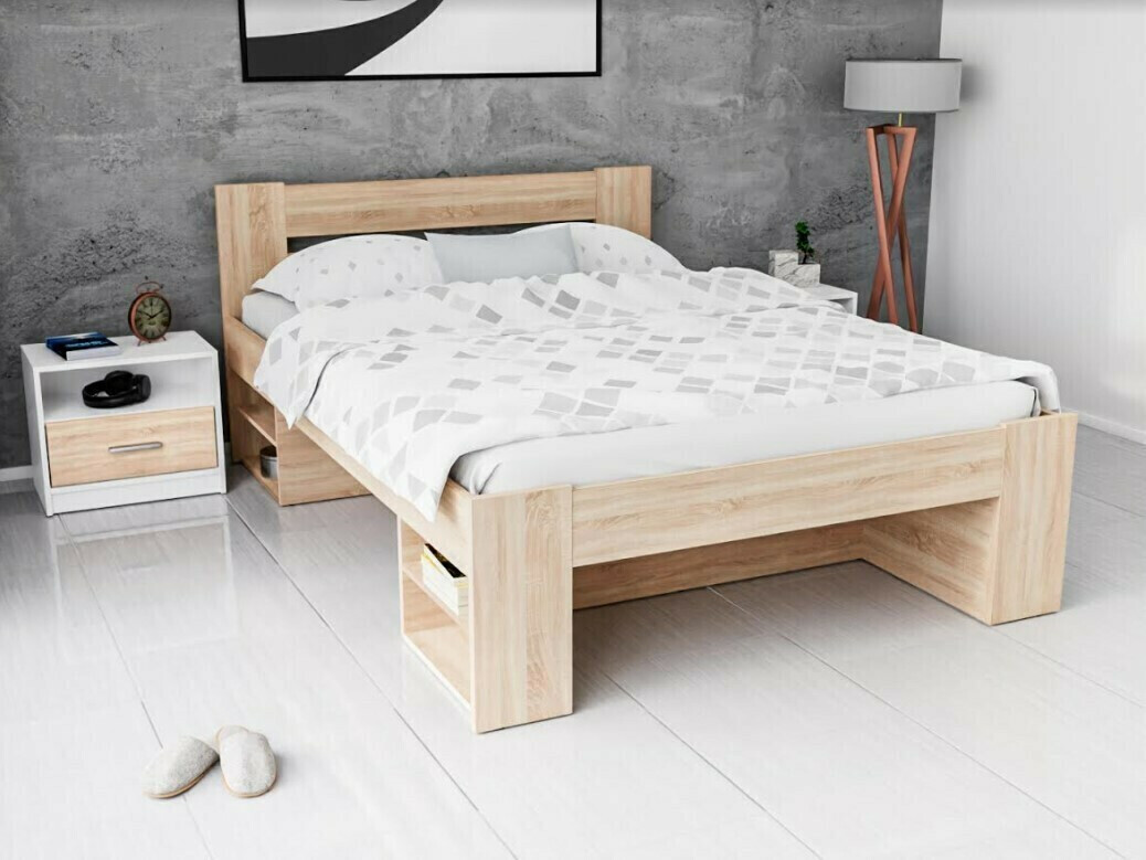 Ensemble de chambre Novsore 147 (Blanc + Sonoma chêne)