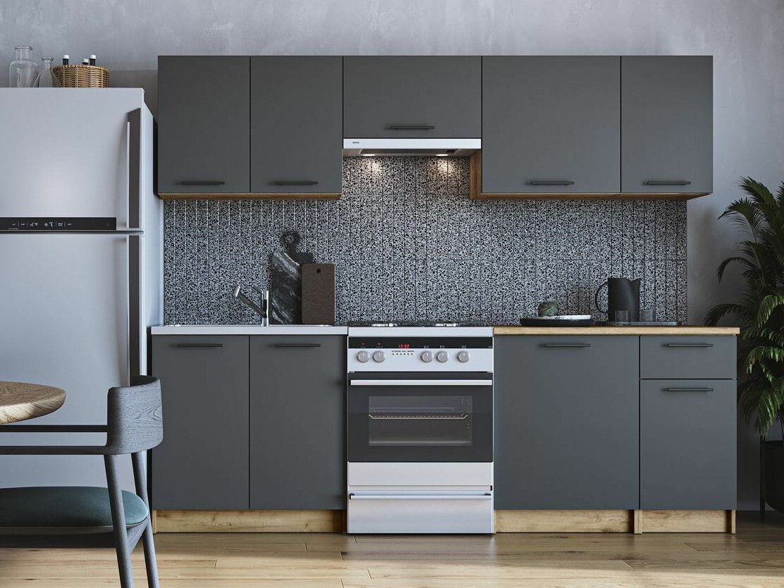 Cuisine complète Houston 856 (Anthracite + Craft chêne)