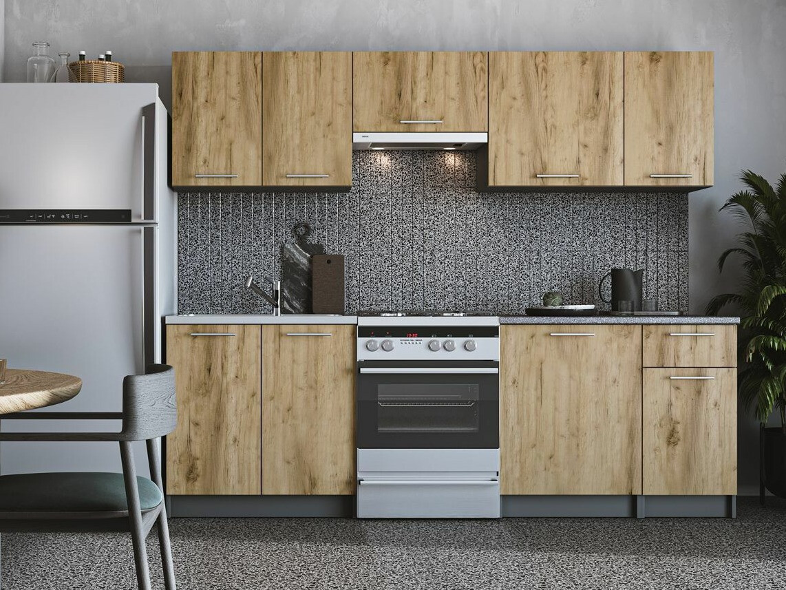 Cuisine complète Houston 856 (Chêne wotan + Anthracite)