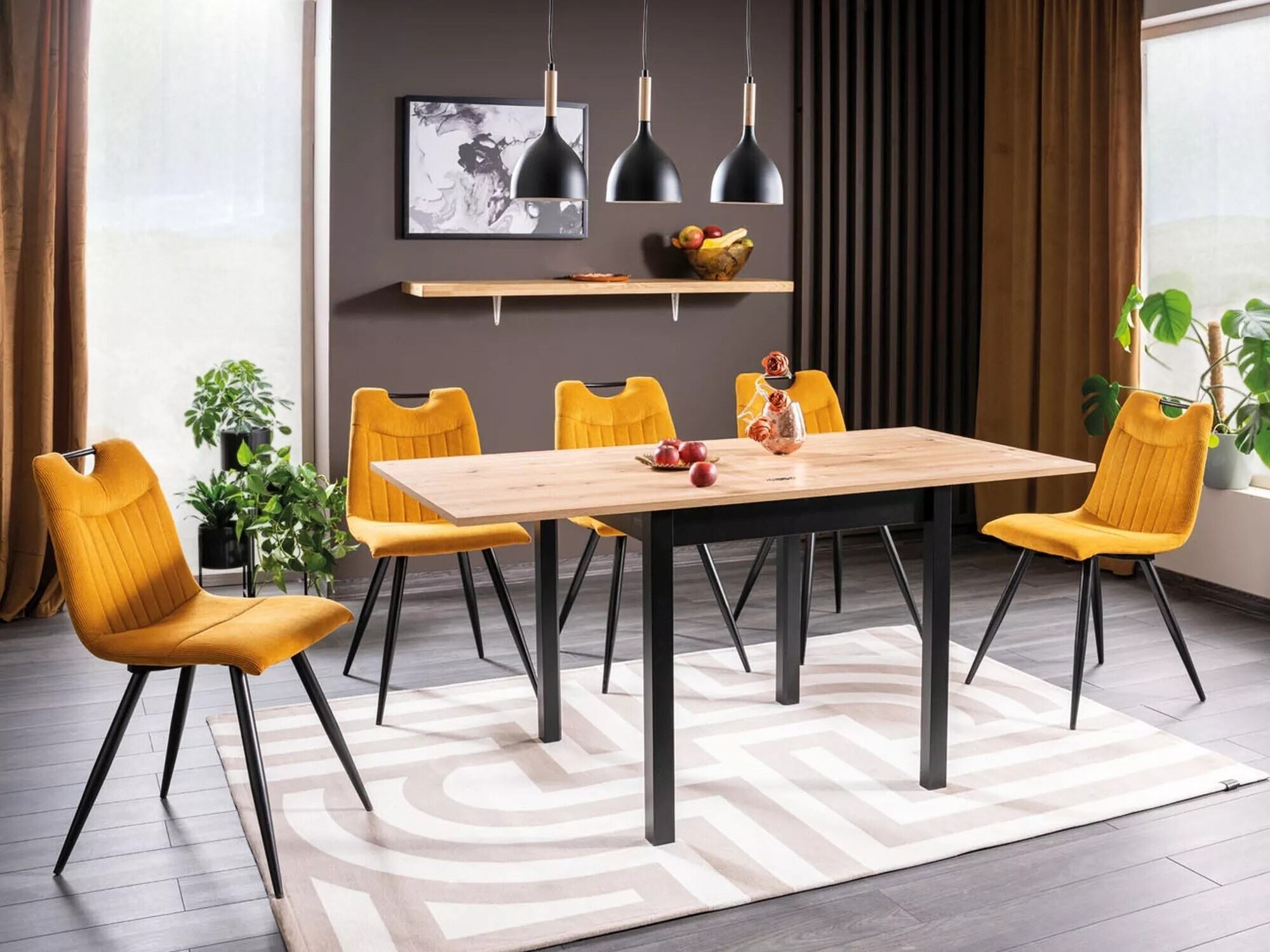 Table Detroit 898 (Chêne Artisan + Noir)