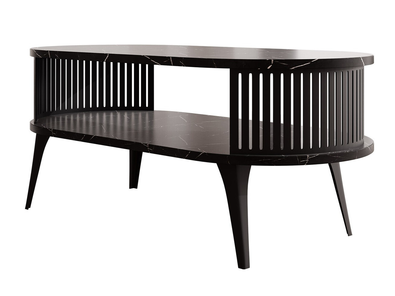Table basse Vitum III (Noir + Marbre noir)