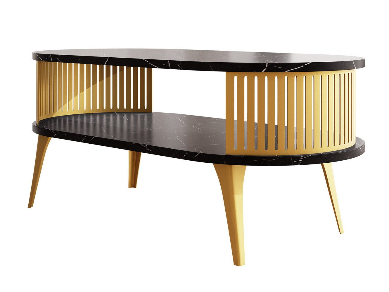 Table basse Vitum IV (Doré + Marbre noir)