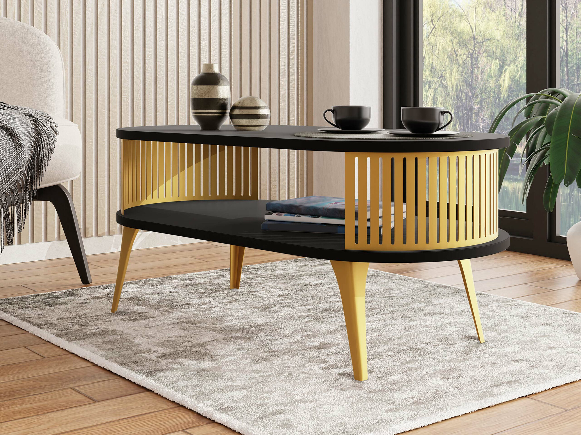 Table basse Vitum IV (Doré + Noir)