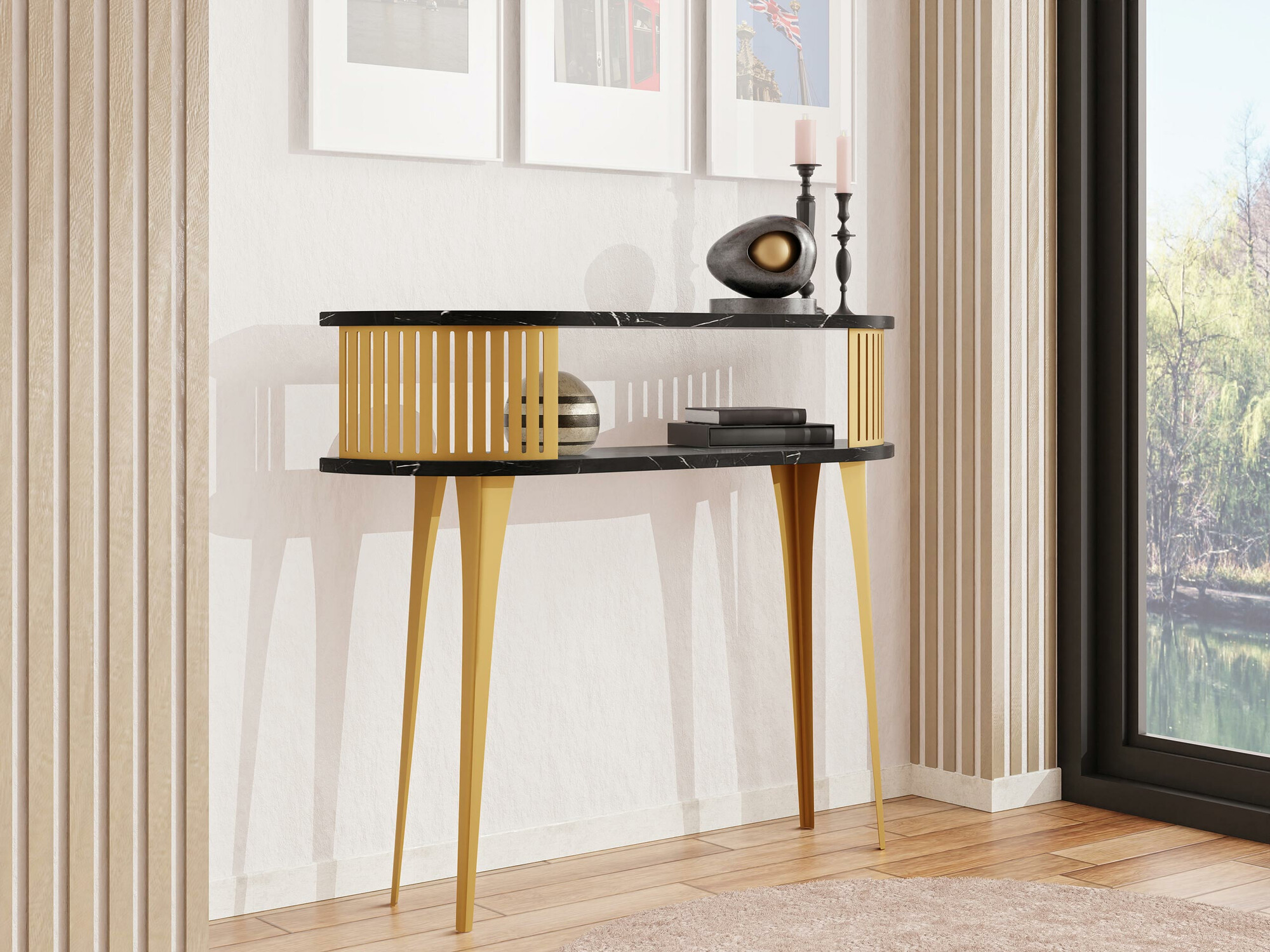 Console Vitum I (Doré + Marbre noir)