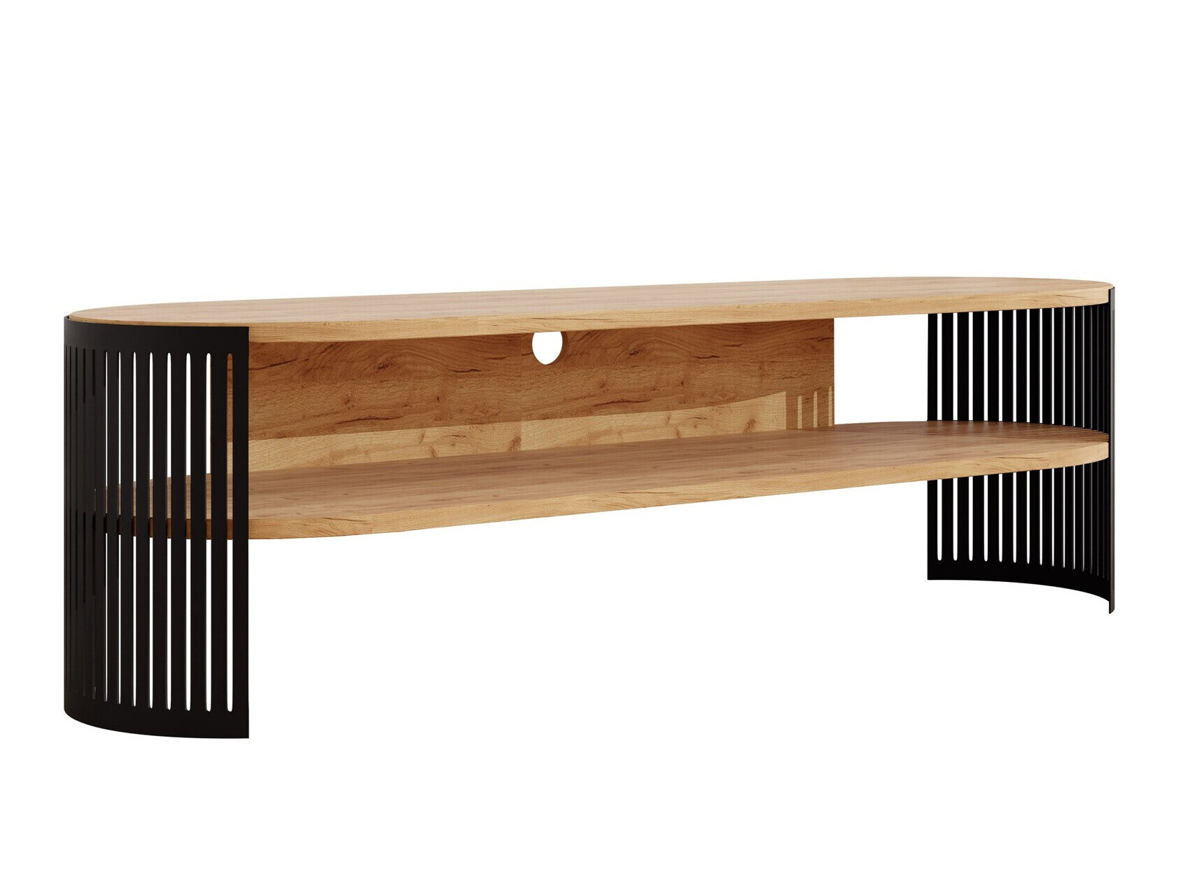 Meuble TV Civer (Noir + Chêne doré artisanal)