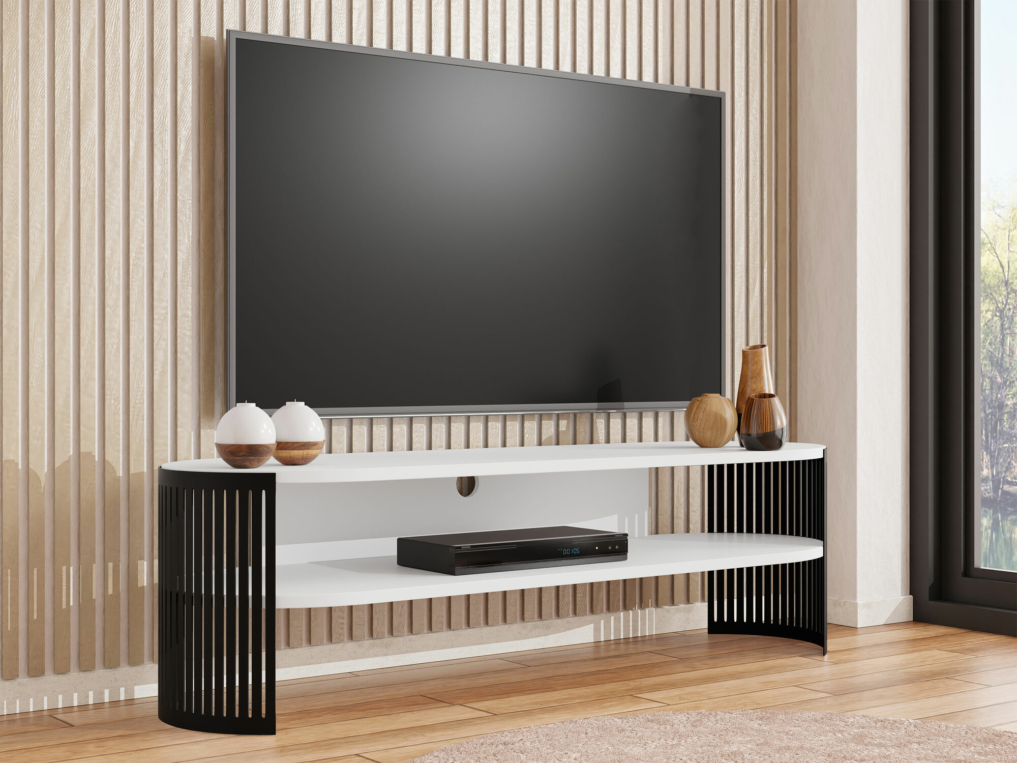 Meuble TV Evanola 109 (Noir + Blanc)