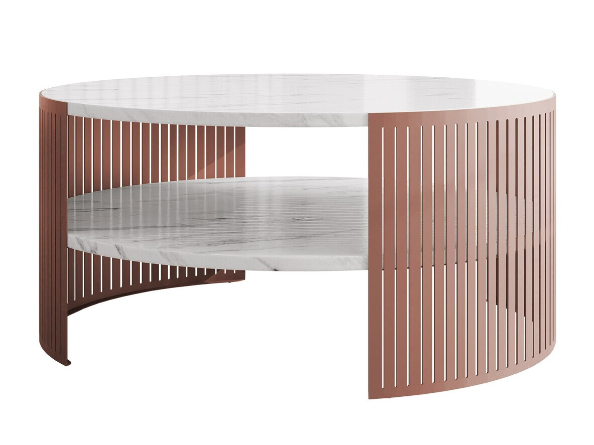 Table basse Civer II (Rose + Marbre blanc)