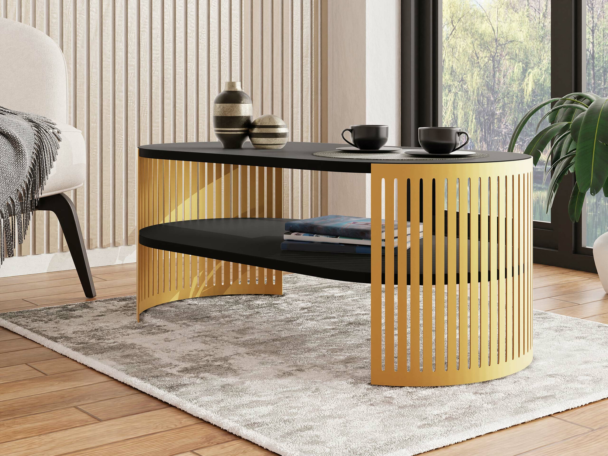 Table basse Civer IV (Doré + Noir)