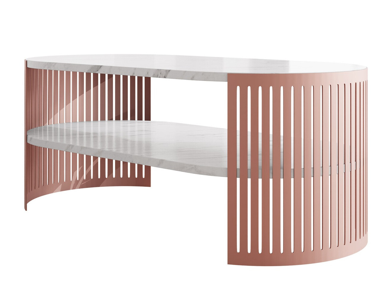 Table basse Civer V (Rose + Marbre blanc)