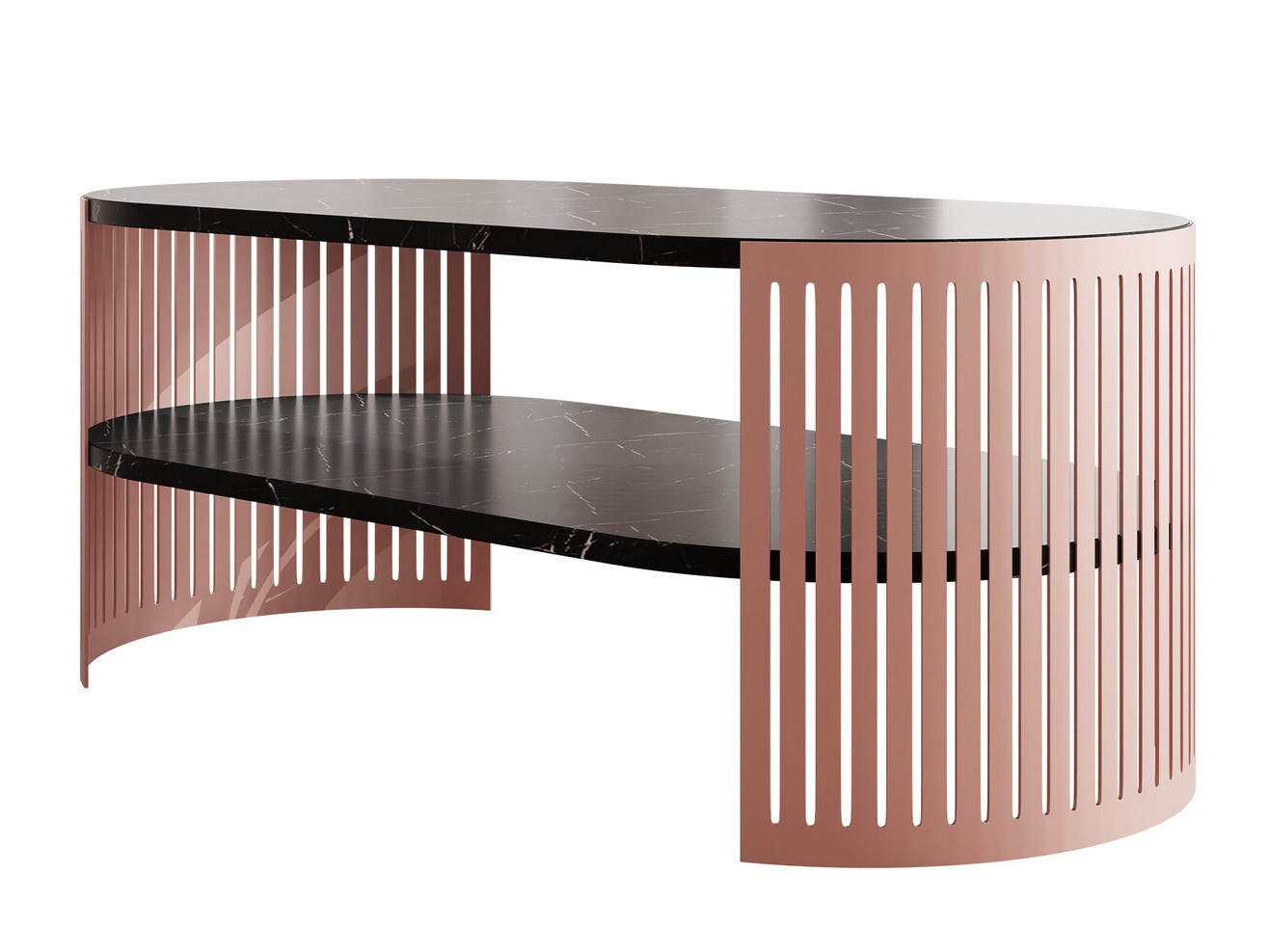 Table basse Civer V (Rose + Marbre noir)