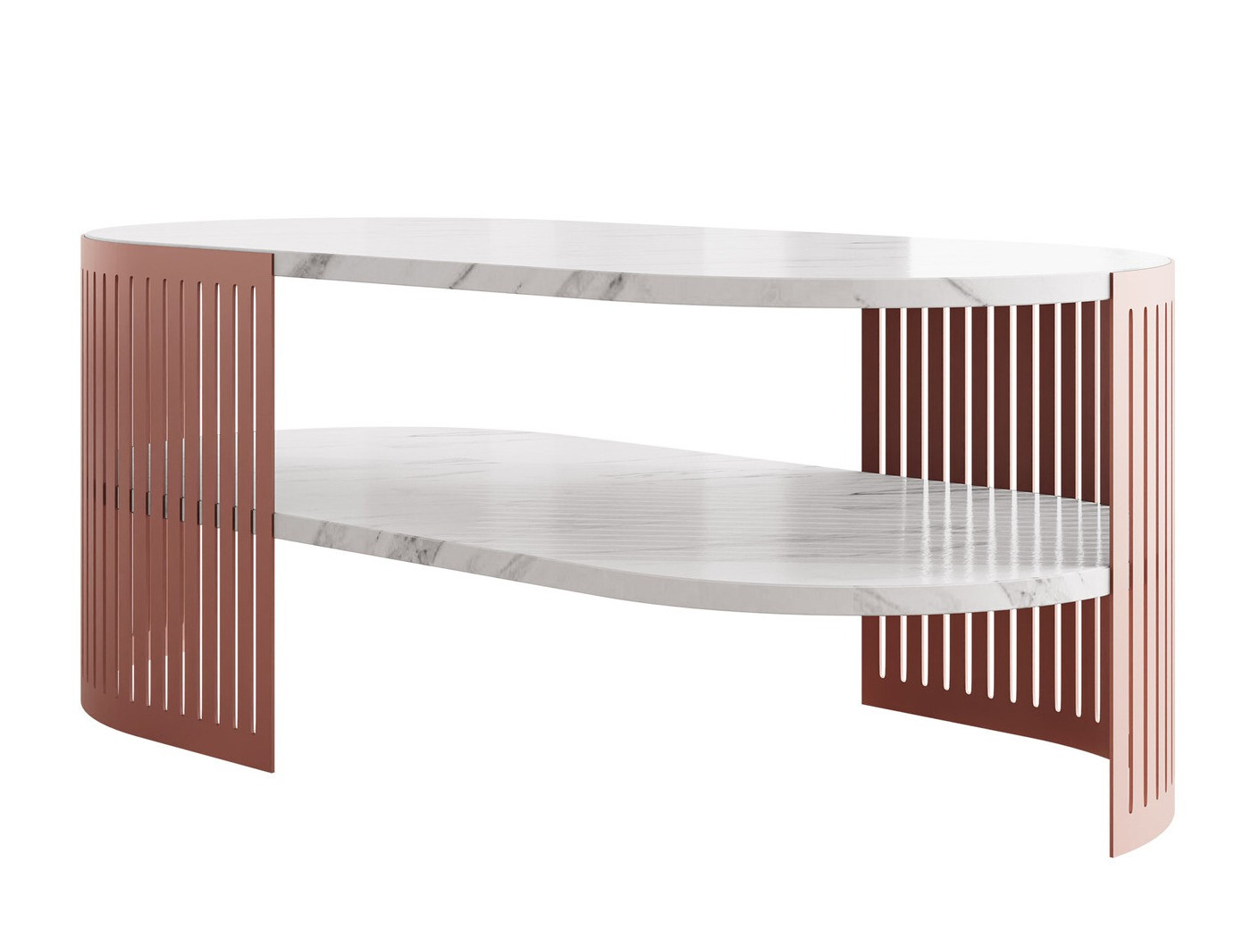 Table basse Civer VII (Rose + Marbre blanc)