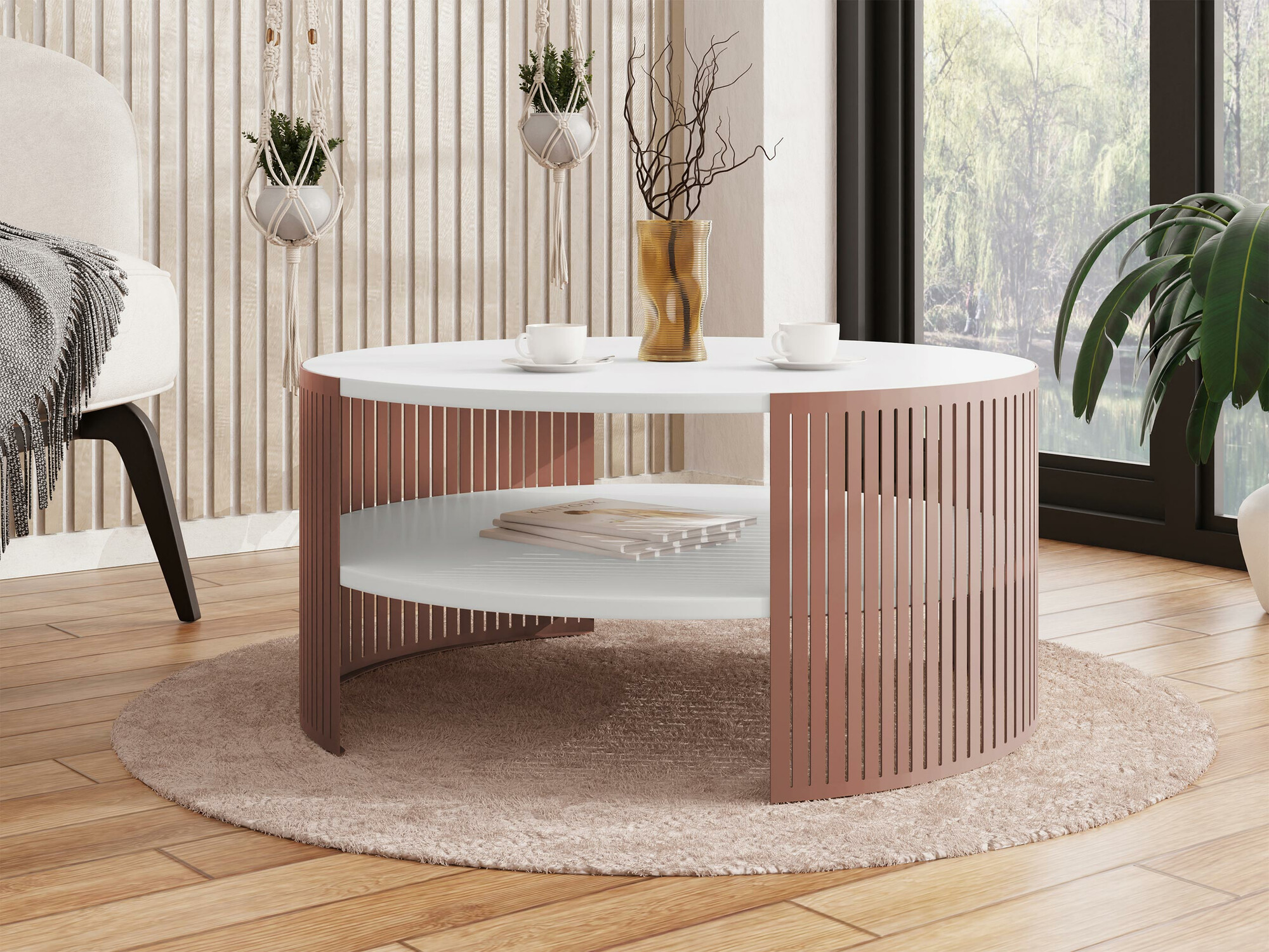 Table basse Evanola 102 (Rose + Blanc)
