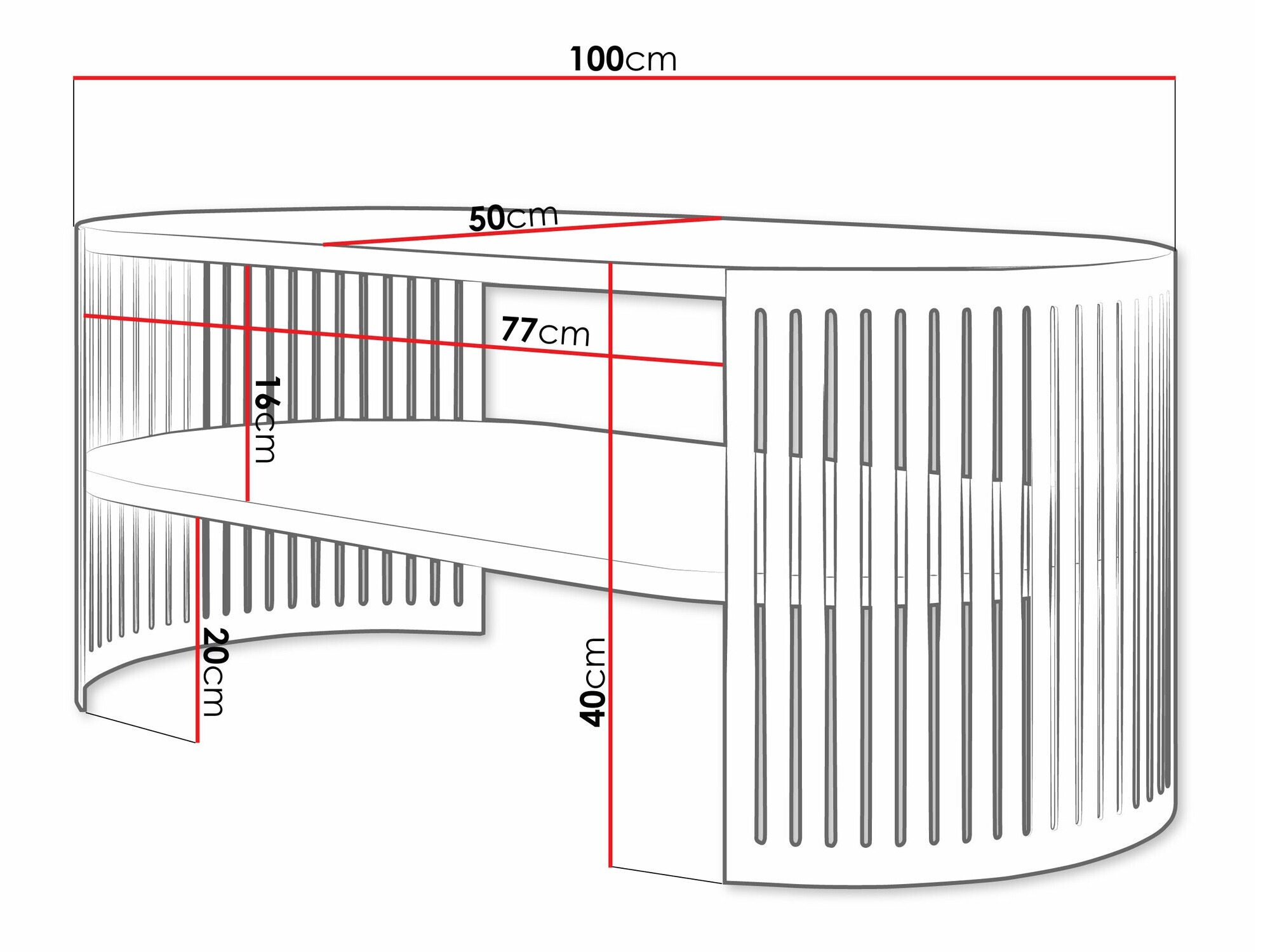 Table basse Evanola 104 (Doré + Blanc)