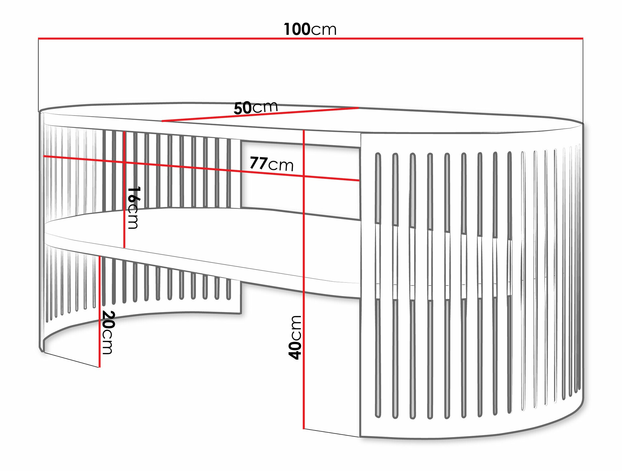 Table basse Evanola 105 (Rose + Blanc)