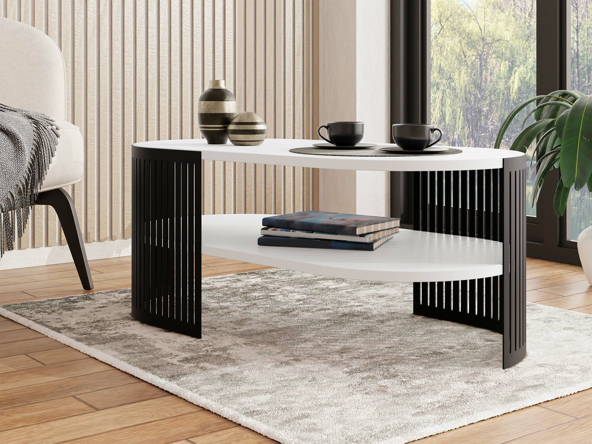 Table basse Evanola 106 (Noir + Blanc)