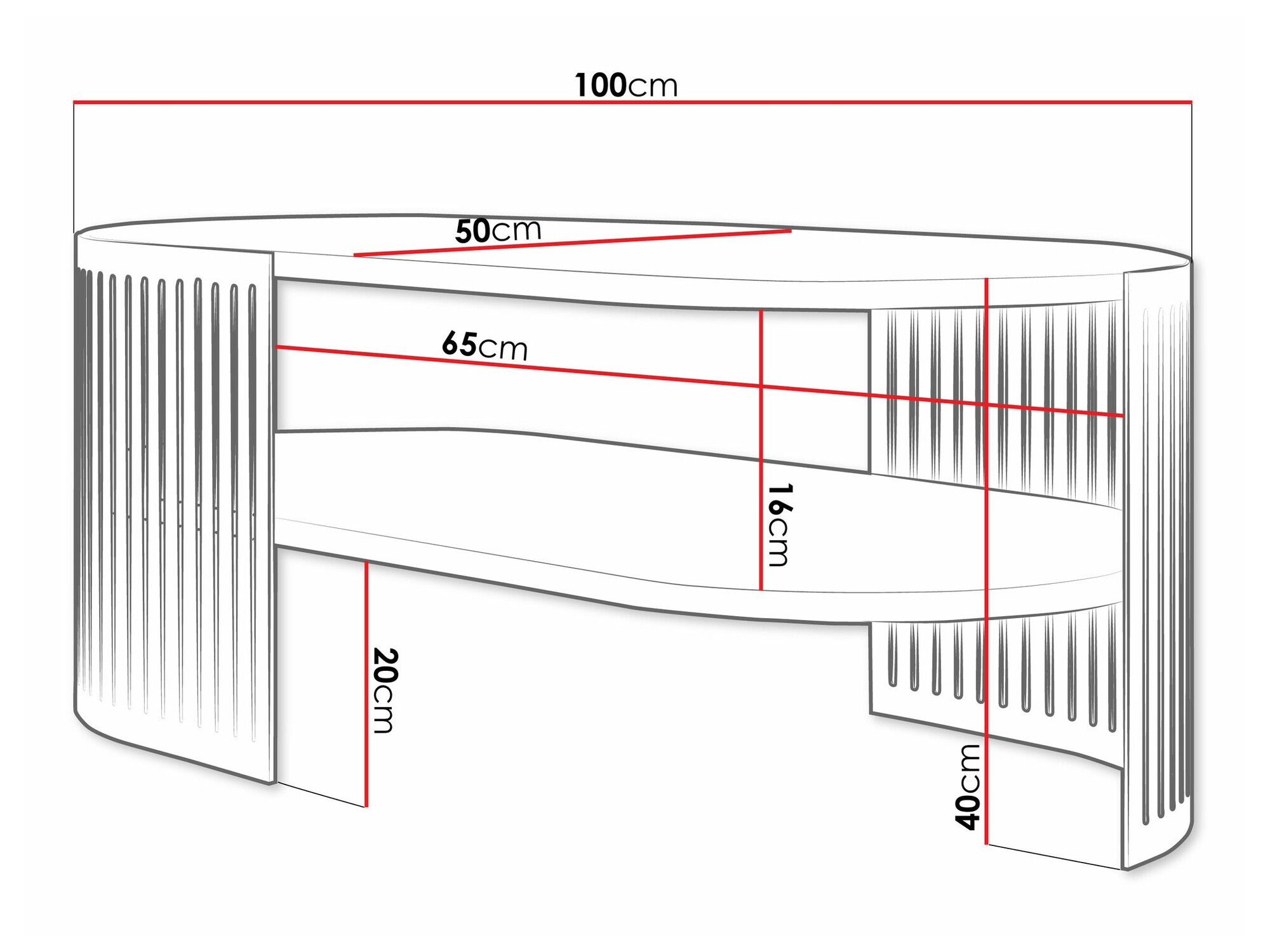 Table basse Evanola 106 (Noir + Blanc)