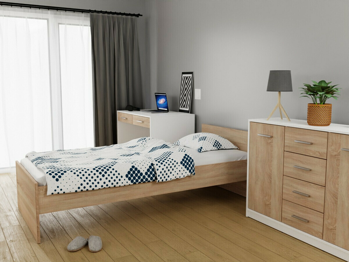 Ensemble de chambre Novsore 149 (Blanc + Sonoma chêne)