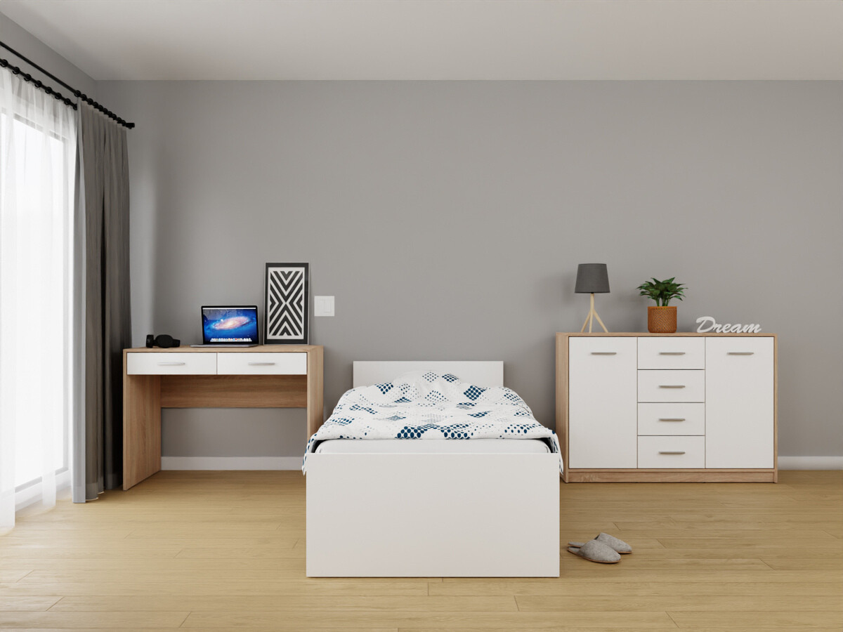 Ensemble de chambre Novsore 149 (Sonoma chêne + Blanc)