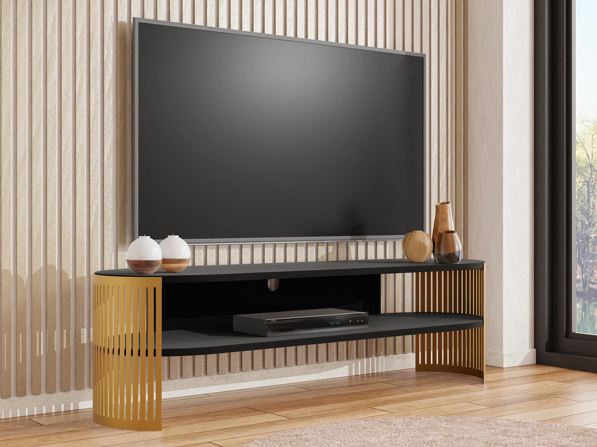 Meuble TV Civer I (Doré + Noir)