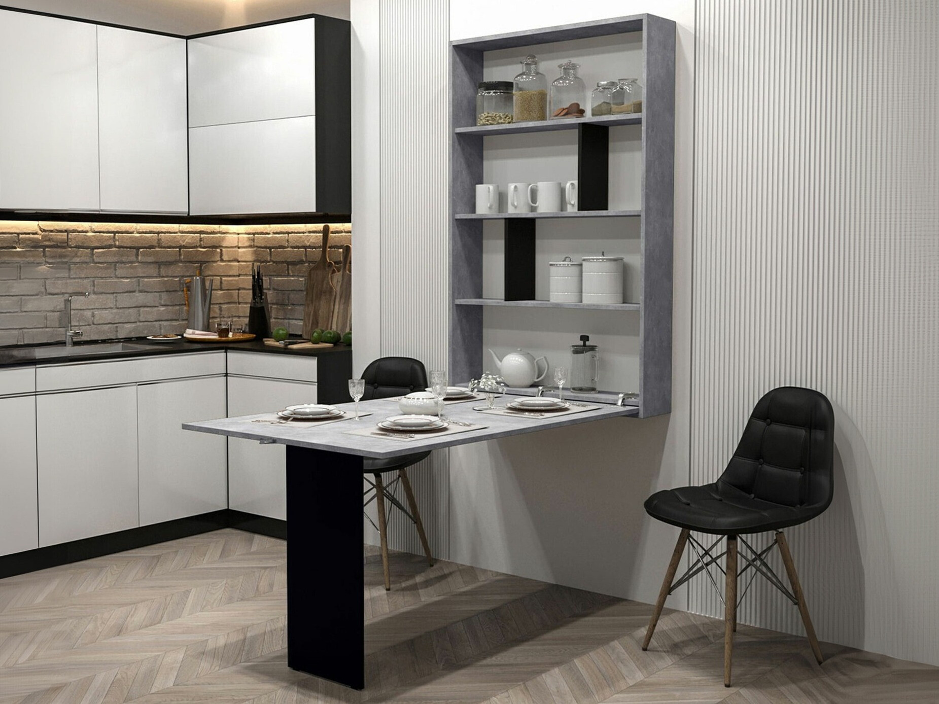 Table pliante Hartford 428 (Noir + Béton)