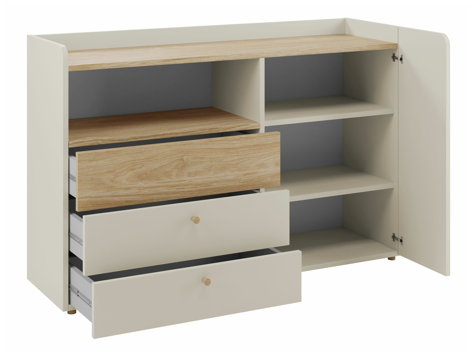 Commode Domcali 107 (Beige + Chêne)