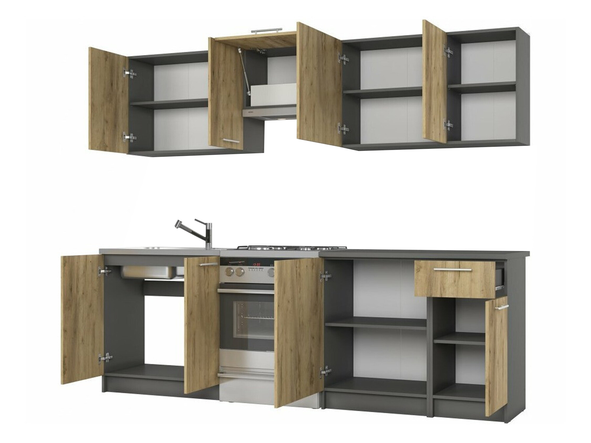 Cuisine complète Houston 856 (Chêne wotan + Anthracite)