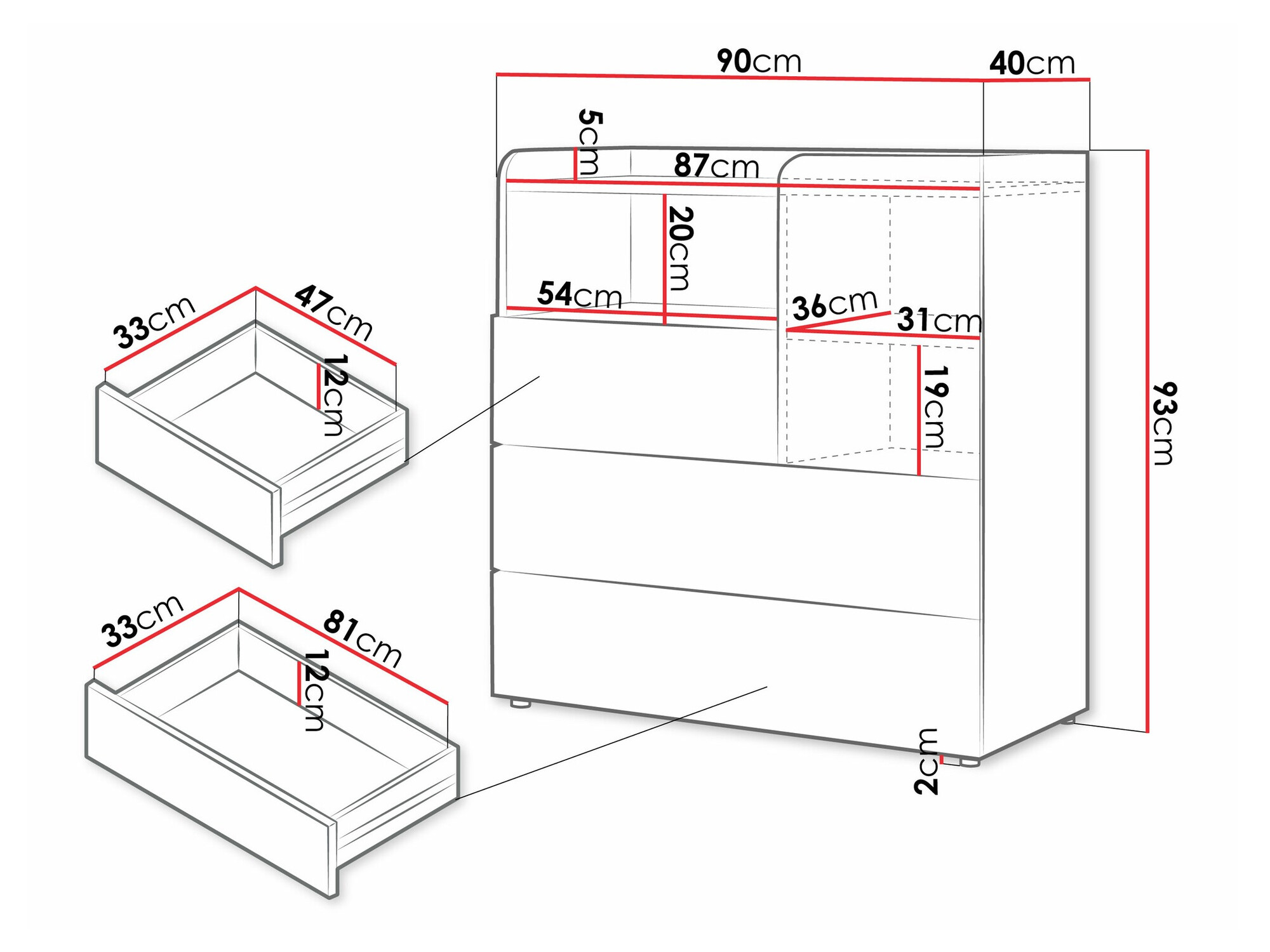 Commode Domcali 109 (Beige + Chêne)