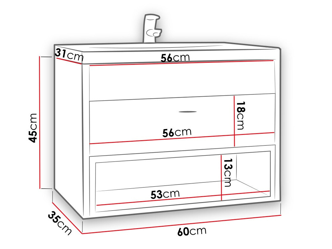 Armoire de salle de bains murale pour lavabo Velum (Blanc + Chêne Artisan)
