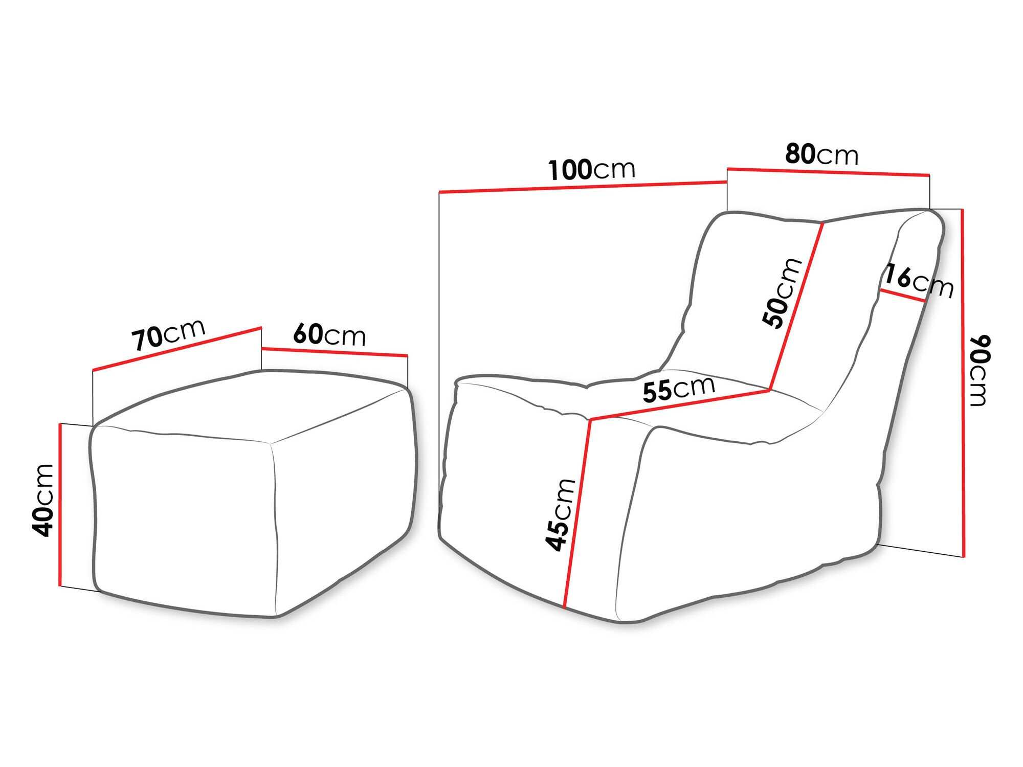 Pouf poire Passeral II (Poso 100)